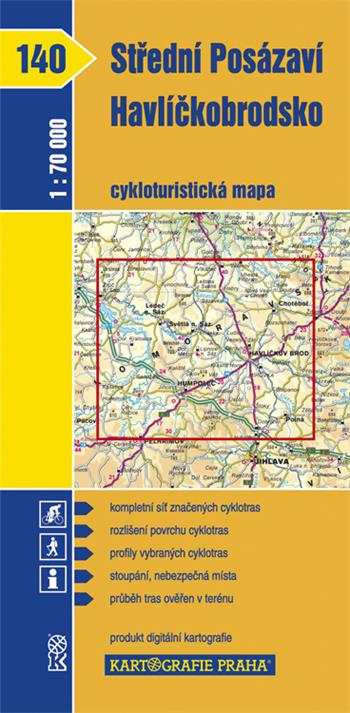 Kartografie - Cyklomapa 140 - Střední Posázaví, Havlíčkobrodsko