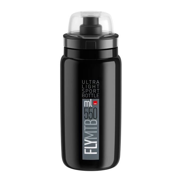 ELITE - Láhev Fly MTB černá, logo šedé 550ml