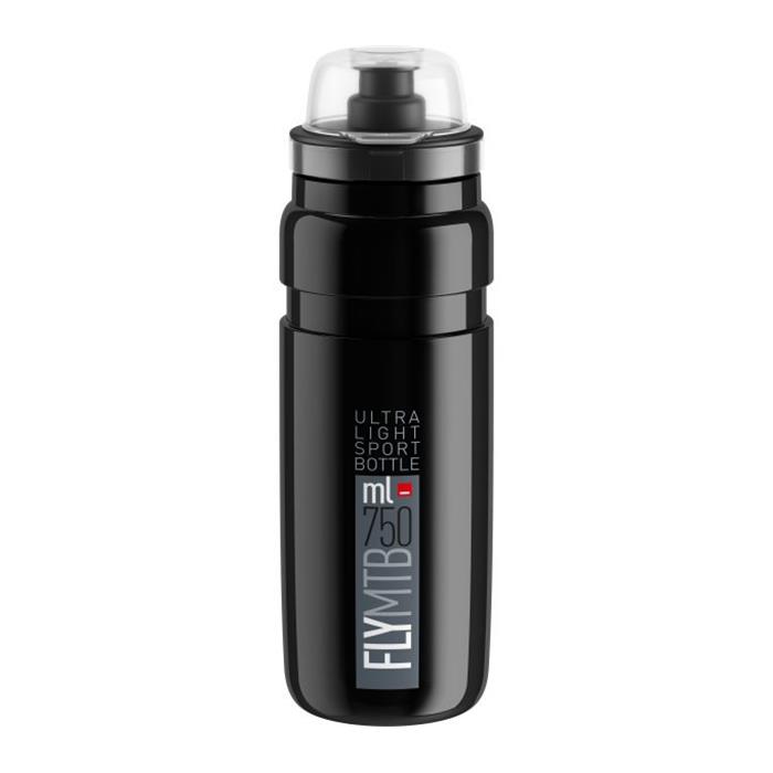 ELITE - Láhev Fly MTB černá, logo šedé 750ml