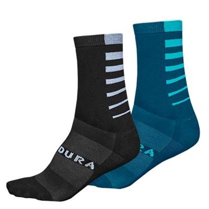 ENDURA - E1264GK Ponožky Coolmax Stripe II black/kingfisher 2pack
