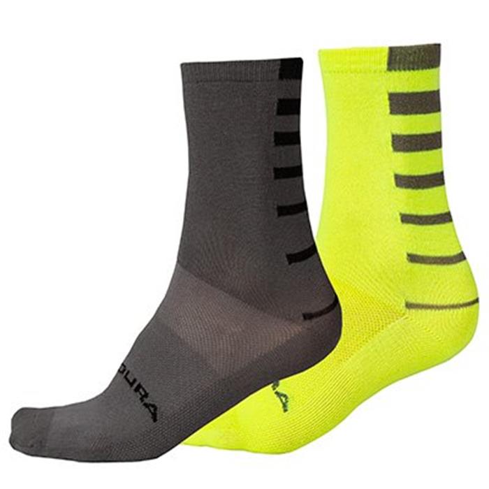 ENDURA - E1264YV Ponožky Coolmax Stripe II Hi-Viz yellow 2pack