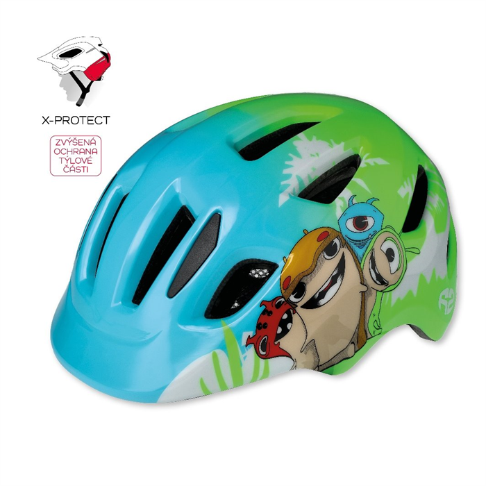 R2 - Přilba dětská ATH37G PUMP sv.modrá/neon zelená mix XS (46-51cm)