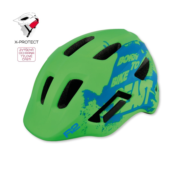 R2 - Přilba dětská ATH40B PULSE neon zelená/modrá XS (48-52cm)