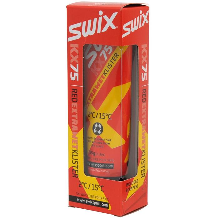 SWIX - vosk KX75 - klistr Extra Wet červený 55g +2/+15°C